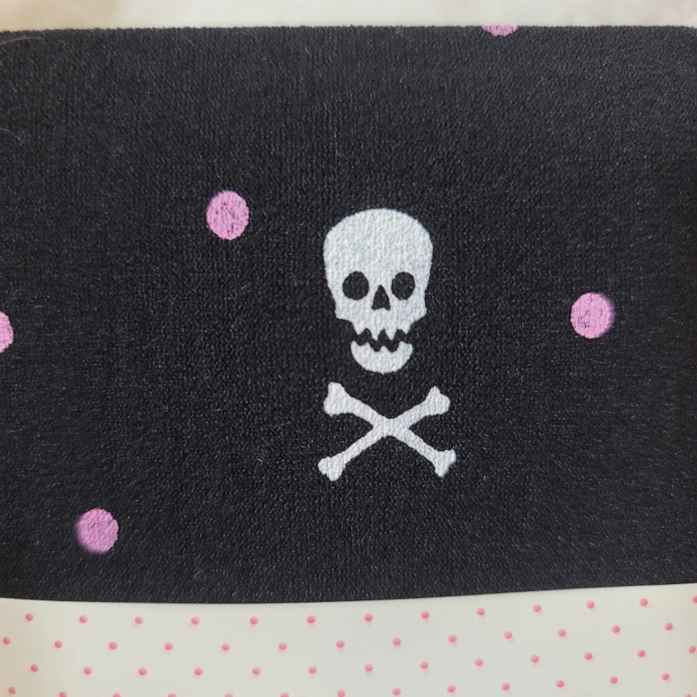 Lola Footless Tights Skull and Crossbones Pink Dots Cross Bones Halloween
